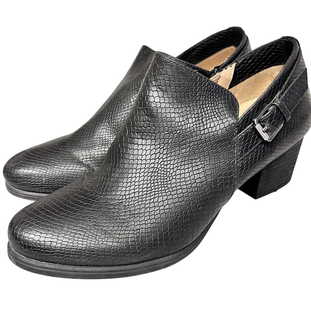 Women's Naturalizer Campus Shooties Ankle Boots black snakeskin booties size 10W